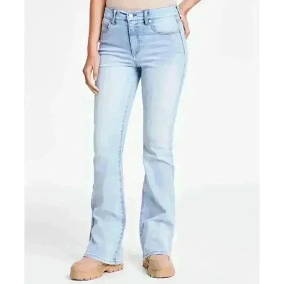 OAT New York Women's High Rise Flare Jeans Light Palms 90s 80s Boho Festival NWT - Picture 3 of 13